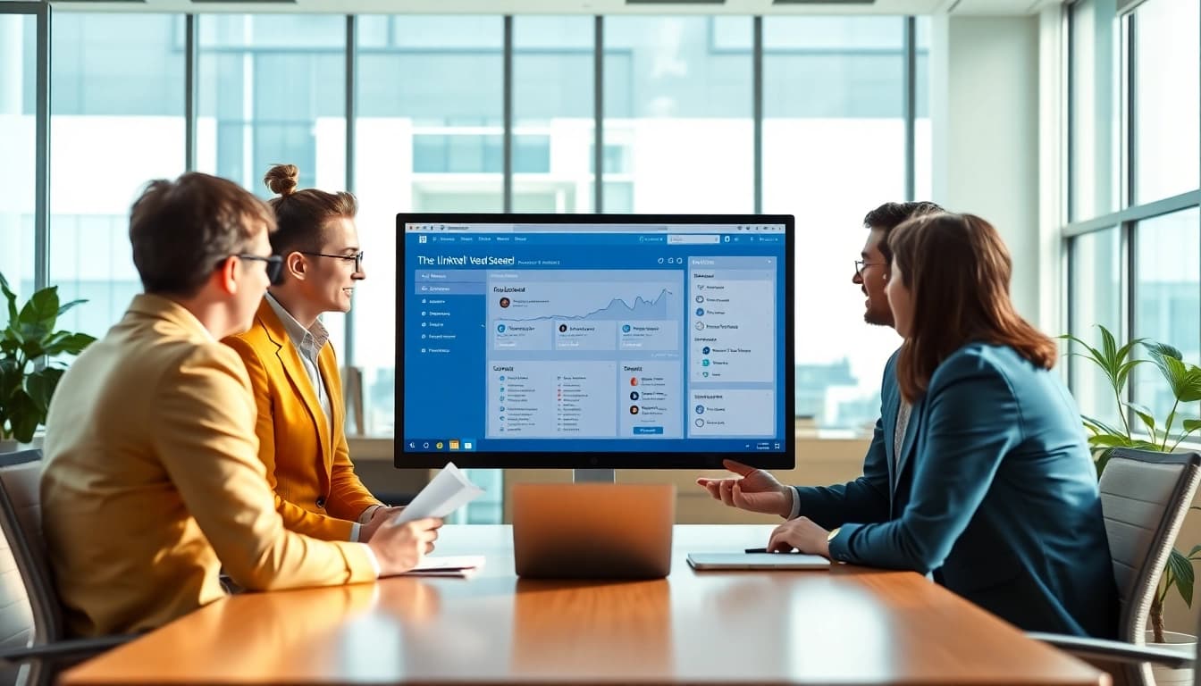 Generate leads efficiently using the linkedin lead scraping software in a modern office environment with professionals.