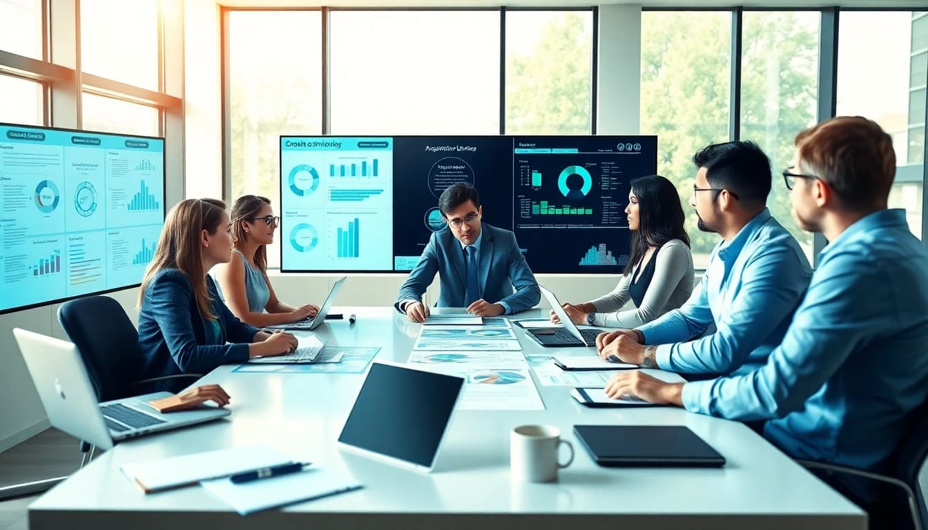 Engaging team collaboration on Acquisition Planning/Strategy Capture Management in a modern office.
