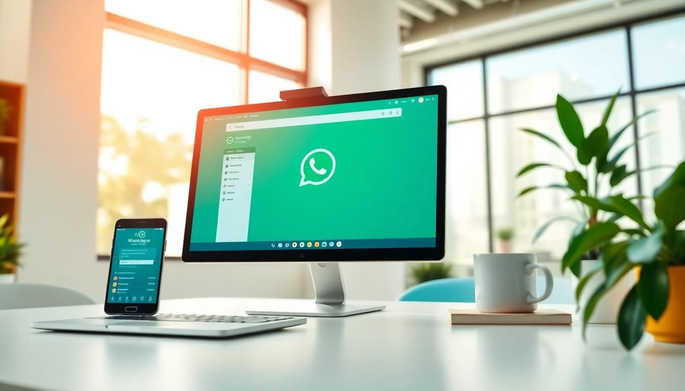 Engaging view of WhatsApp Business CRM interface on a modern digital workspace.