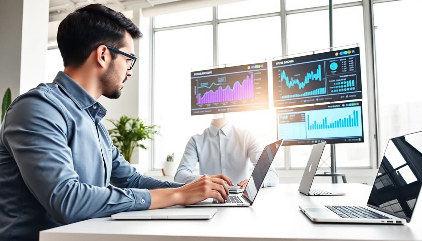Effiziente Marketingberatung durch einen Webdesign-Experten in einem modernen Büro.