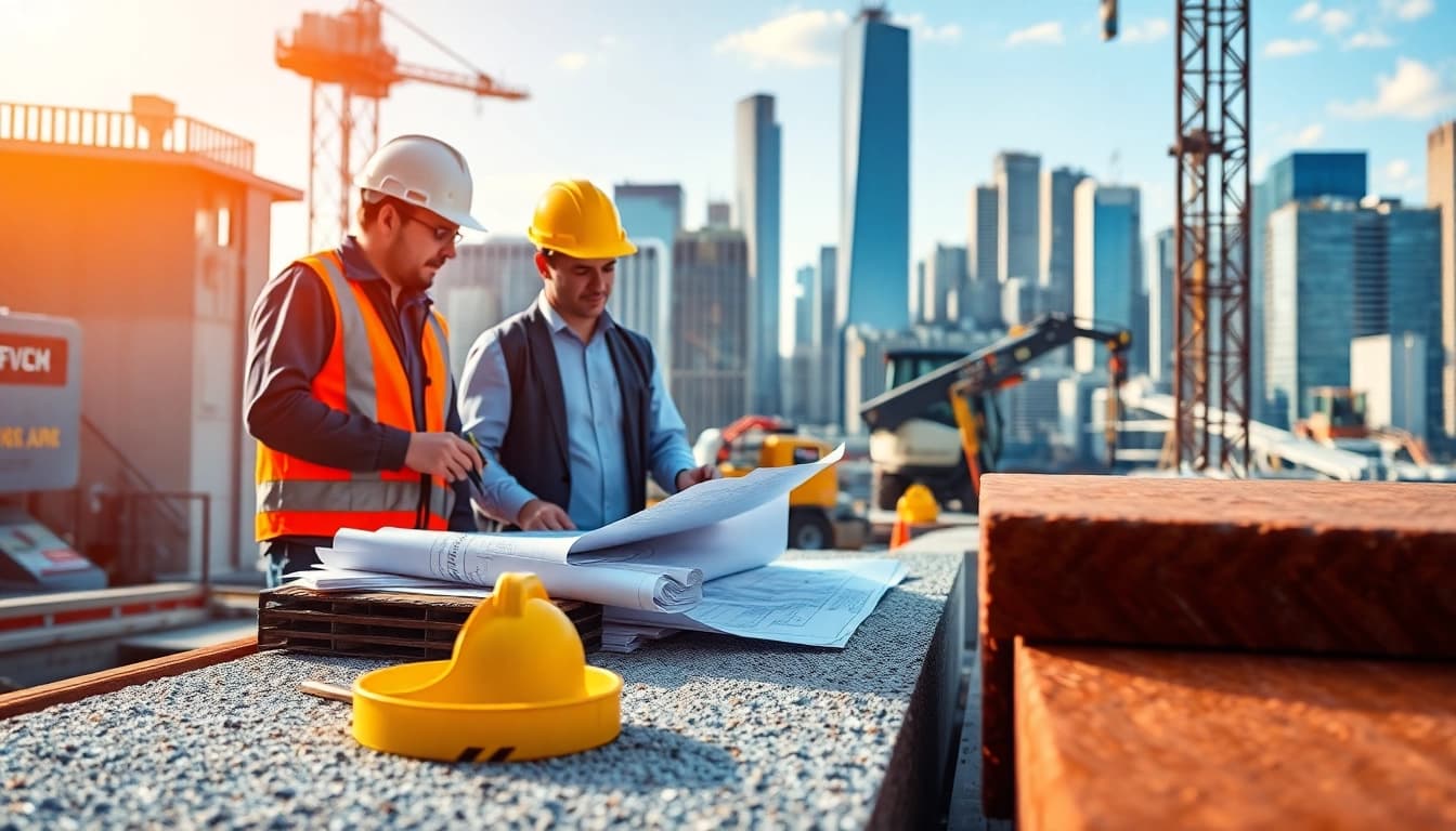 Skilled team of New York Commercial General Contractors collaborating on a construction project.