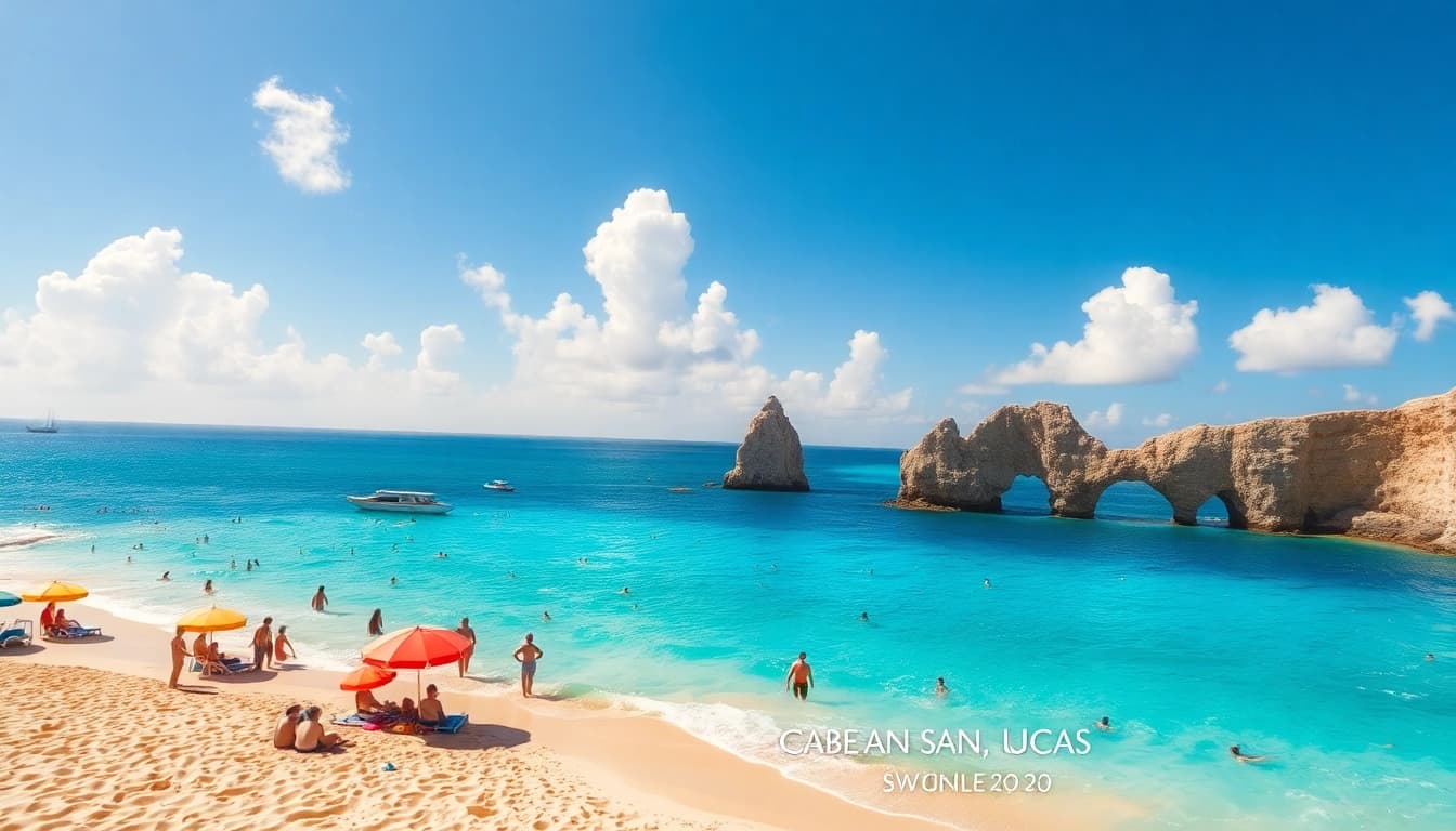 People enjoying various things to do in Cabo San Lucas on a beautiful beach.