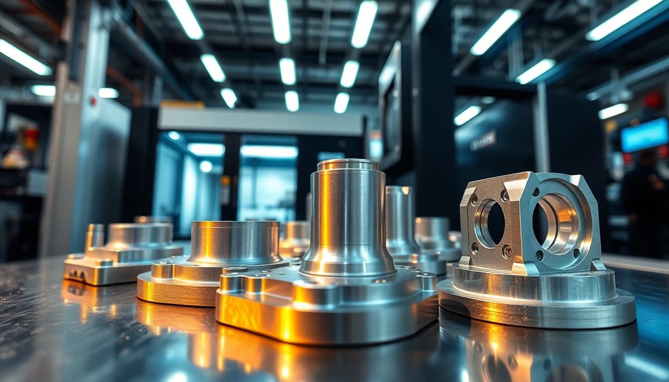 Highlighting intricate aluminum prototypes in a modern workshop setting.