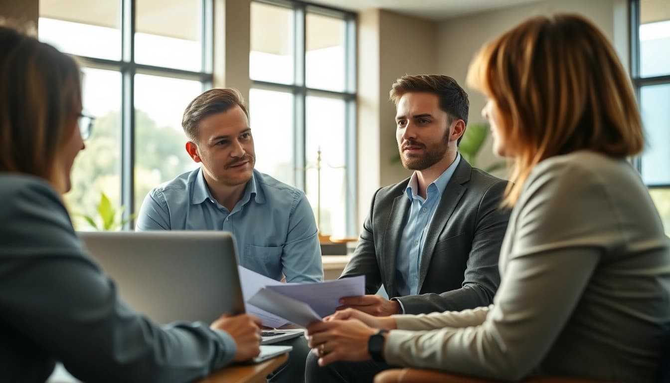 Consultation with a truck accident attorney Clearwater in a bright office setting