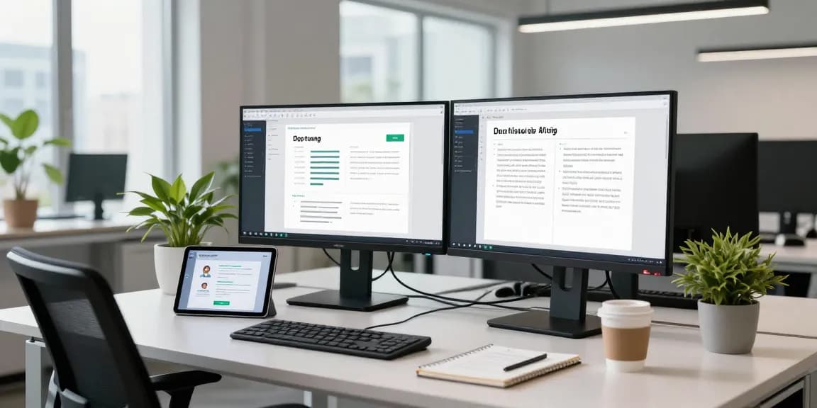 Detect fake PDF using AI in a modern digital workspace, showcasing advanced document analysis.