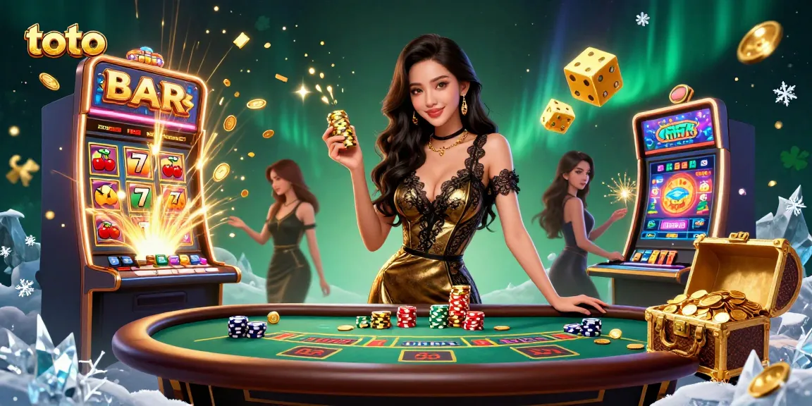 Engage in thrilling toto adventures with a glamorous casino scene featuring high-stakes baccarat.