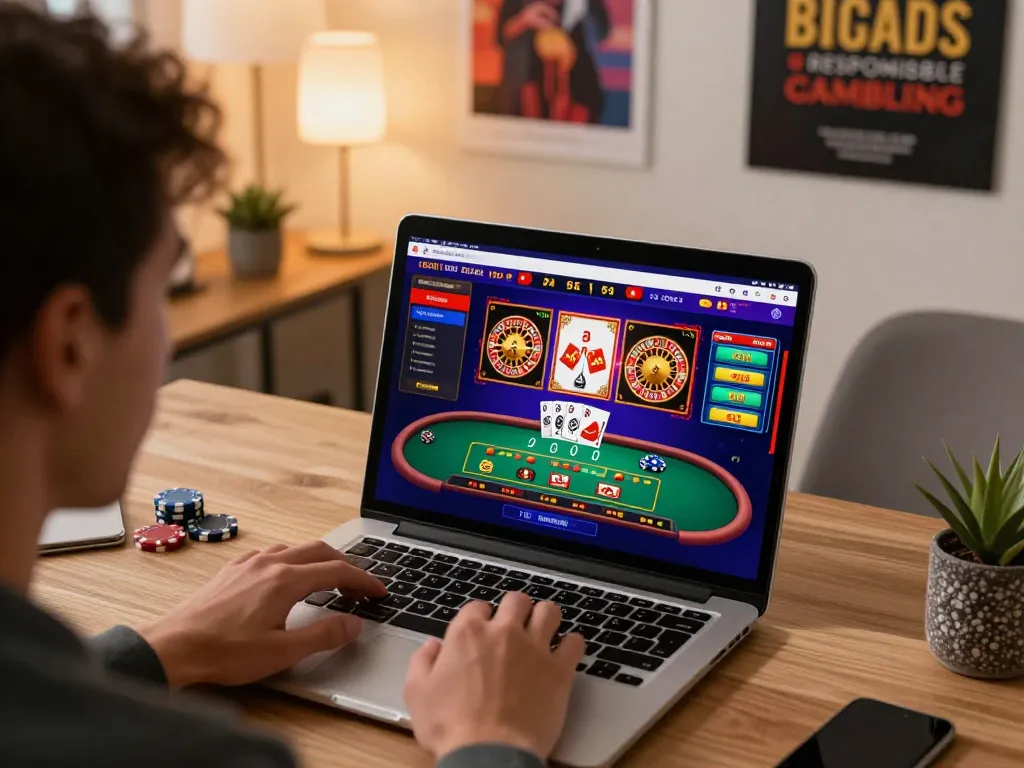 Engaging online gaming scene showing a user enjoying casino games with lista casino online non aams visible on their screen.