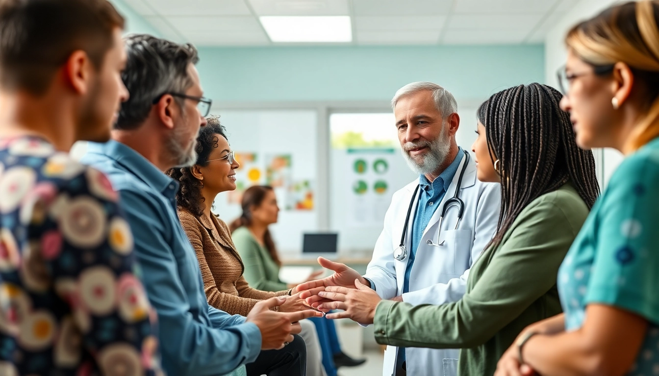 Engaging healthcare professional promotes Health in a supportive clinic setting.
