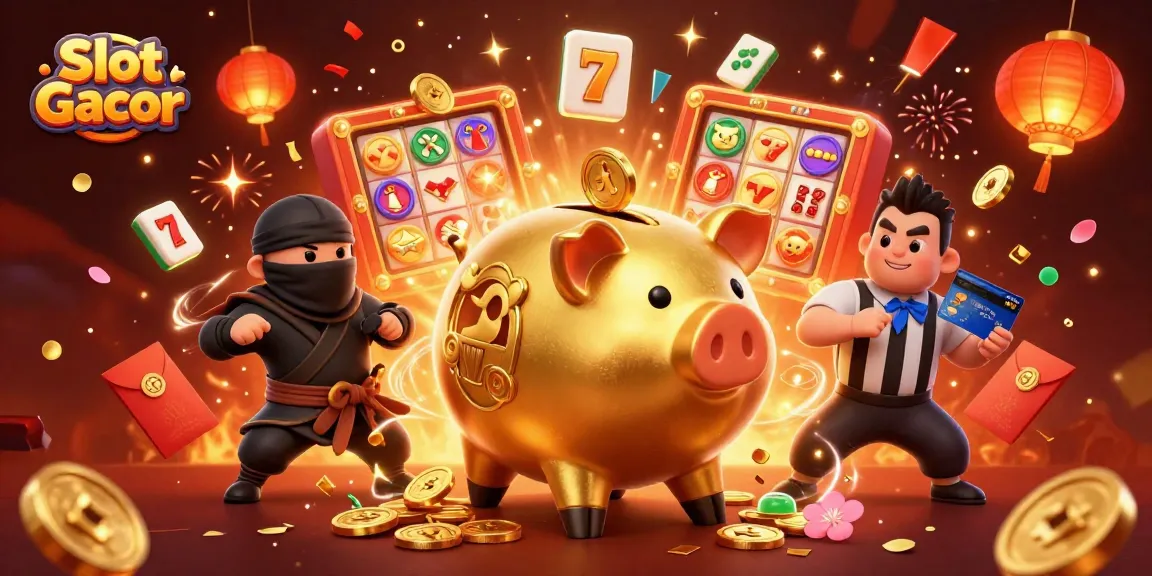 Jelajahi Slot Gacor dengan karakter menarik, simbol keberuntungan, dan keceriaan kasino.