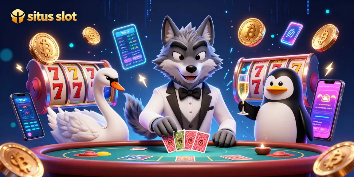 Play exciting situs slot with vibrant characters and overflowing game elements in a casino atmosphere.
