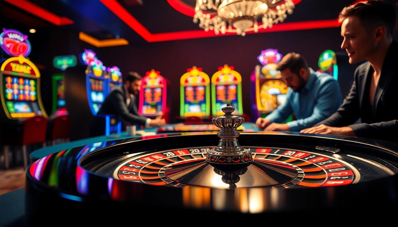 Gewinner beim Spielen von casino online spiele an einem Roulette-Tisch mit aufregender Atmosphäre.