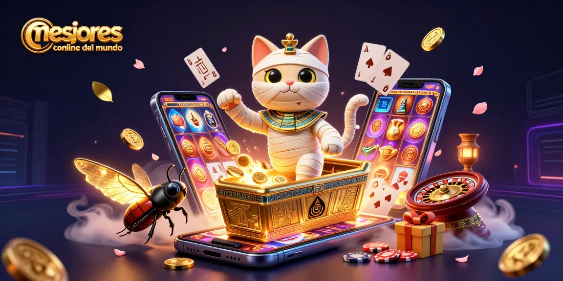 Explora los mejores casinos online del mundo con juegos vibrantes en una escena mágica.