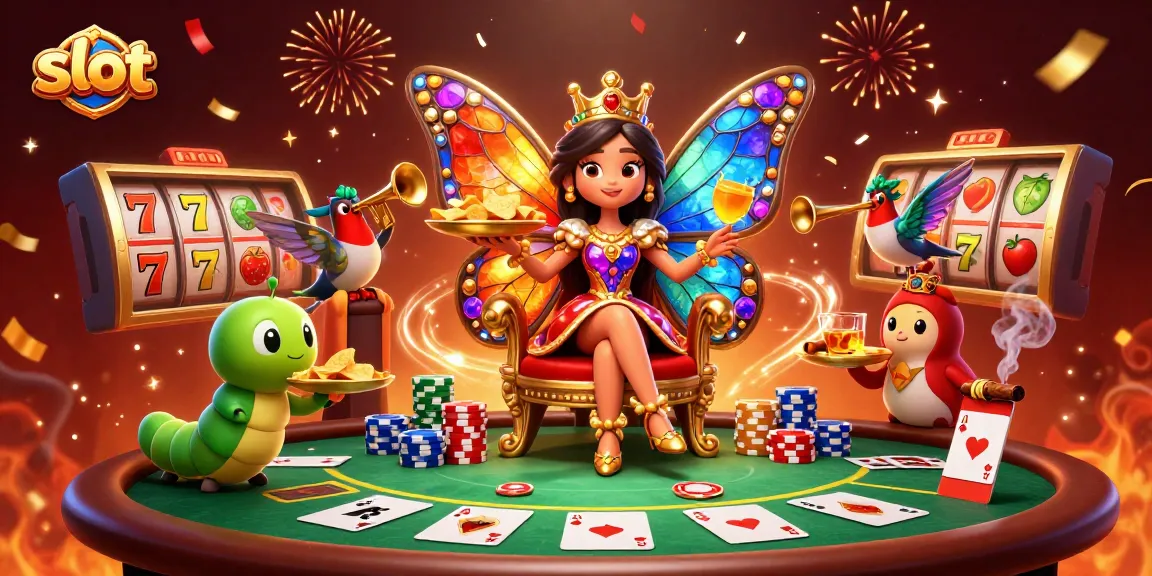 Experience the thrill of slot gaming with vibrant characters and casino elements in an immersive scene.