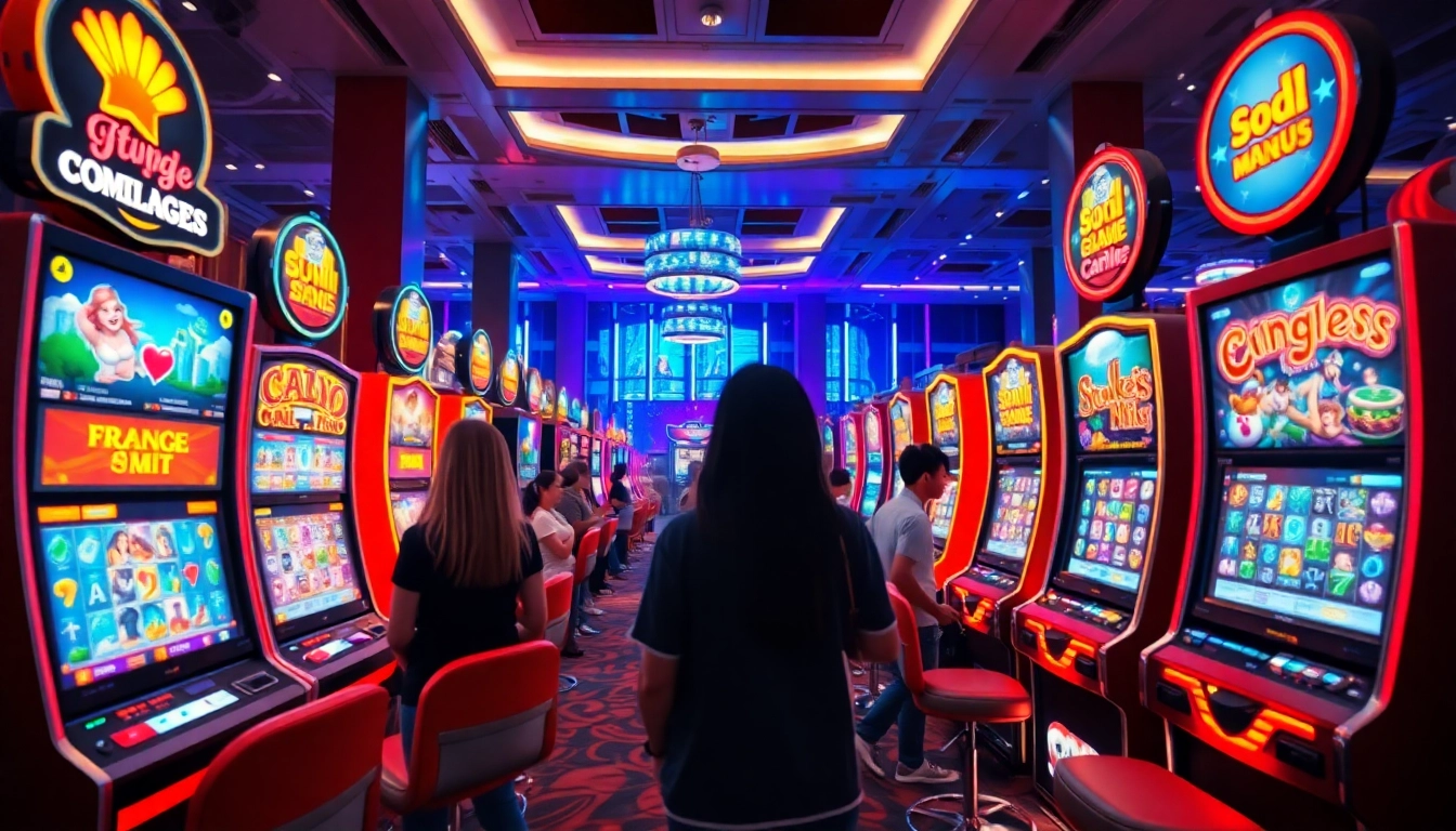 Kode4d slot gaming image showcasing vibrant slot machines and enthusiastic players