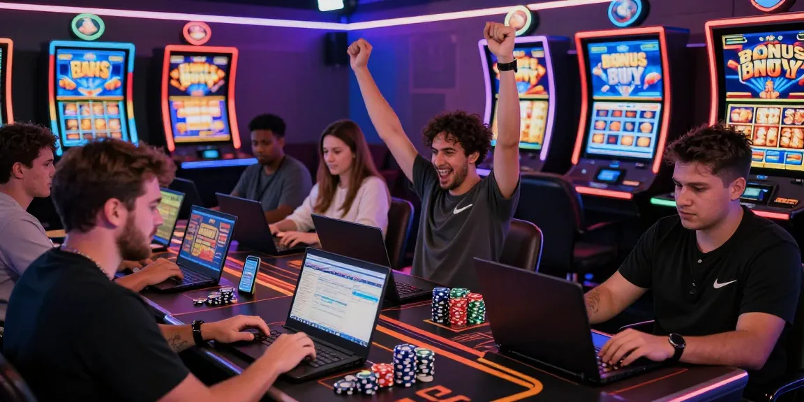 Engaging Bonus Buy slots experience at https://aboutderbyshire.co.uk with players immersed in online casino gameplay.