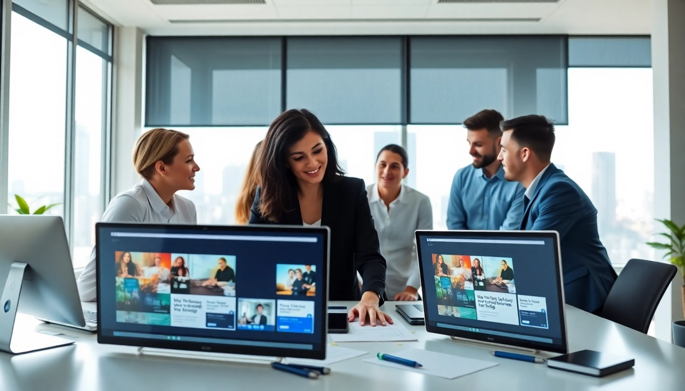 Creating innovative edmonton web design solutions in a modern workspace with a diverse team.