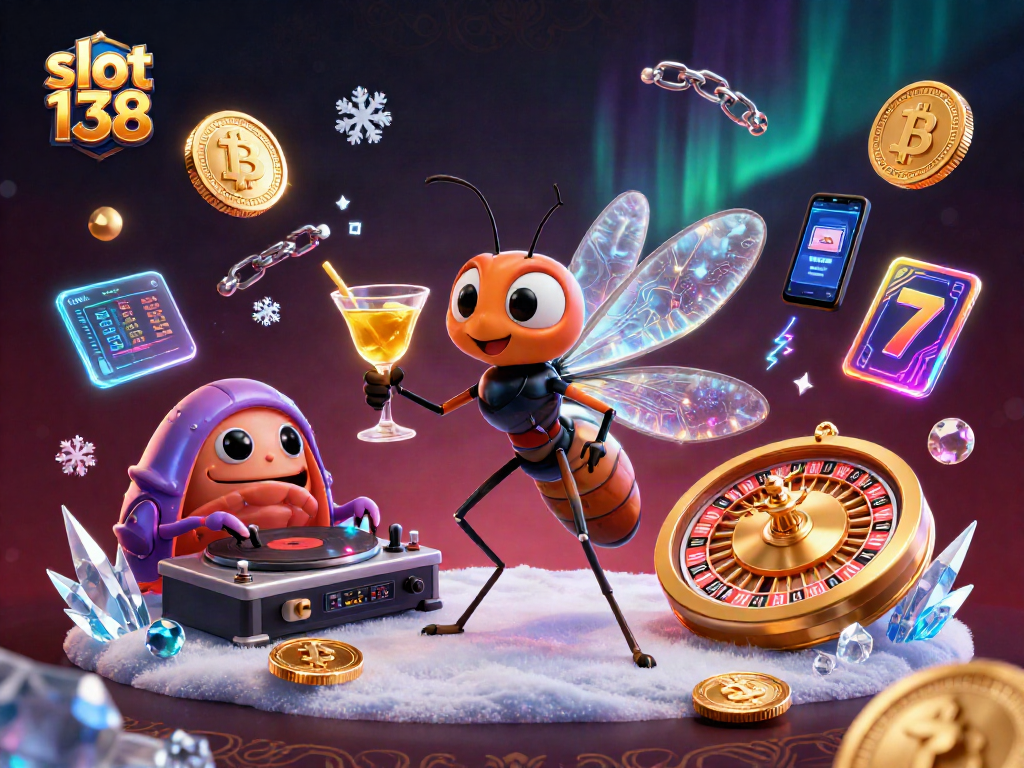Play slot 138 with excitement as a vibrant casino scene unfolds, featuring engaging game elements.