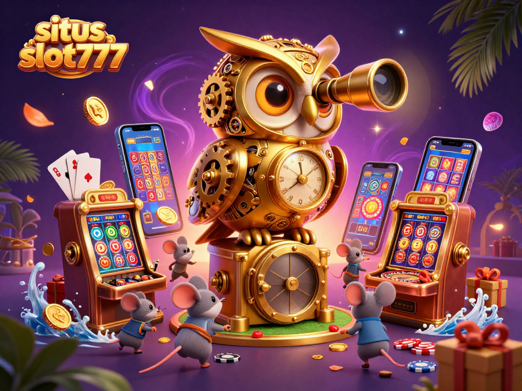 Experience thrilling gameplay at situs slot777 with 3D animated characters exploring a vibrant casino filled with excitement.