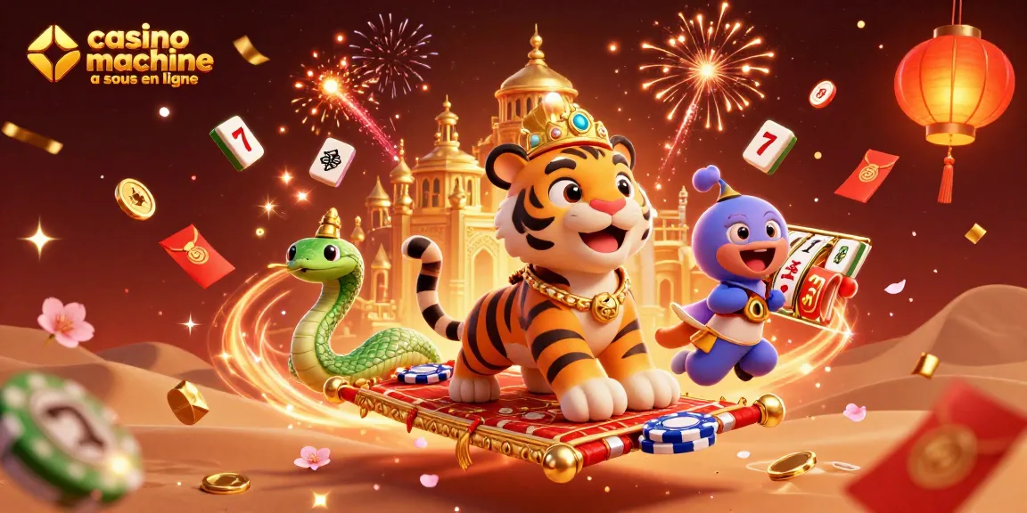 Jouez aux machines à sous en ligne avec un tigre sultan en 3D et des éléments d'animation festive