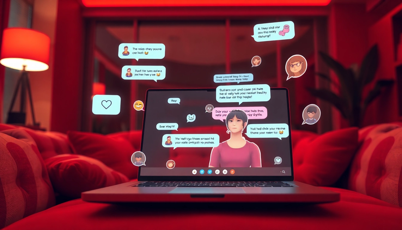 Engaging NSFW AI chat interaction displayed on a sleek laptop in a cozy setting.