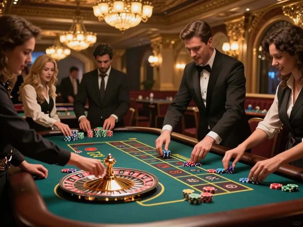 Engaging roulette gameplay at a vibrant casino featuring hakobhakobyanart-style atmosphere and exciting player interactions.