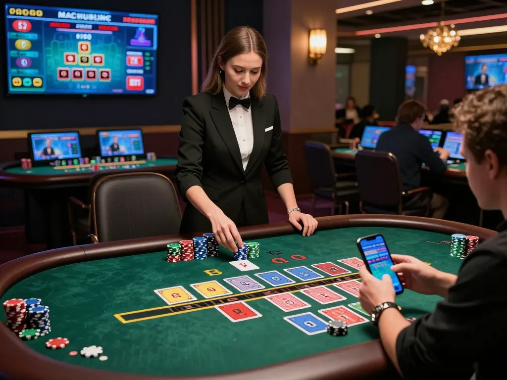 Exciting online baccarat gaming experience showcasing a live dealer and players engaging in a virtual casino setting.