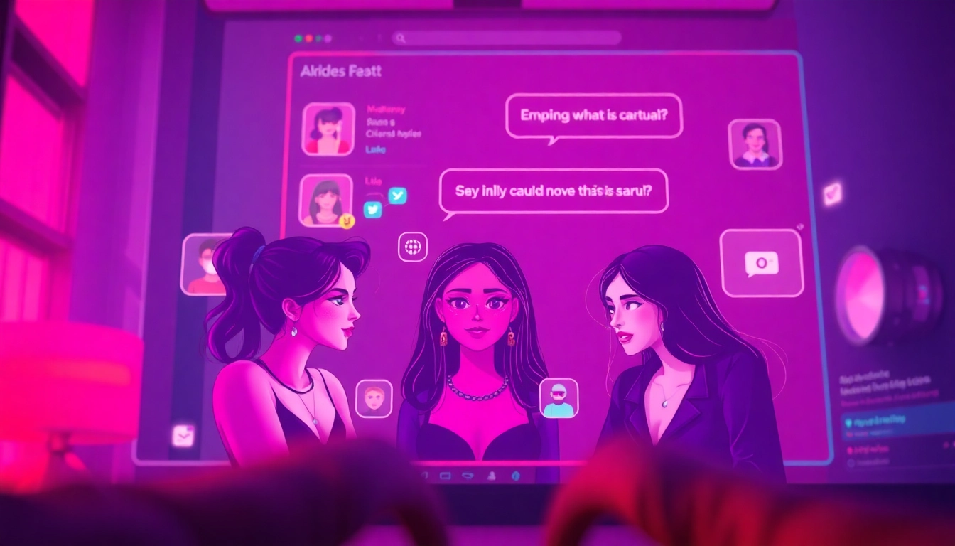Interactive NSFW AI chat interface showcasing engaging character personalities in a vibrant, inviting atmosphere.