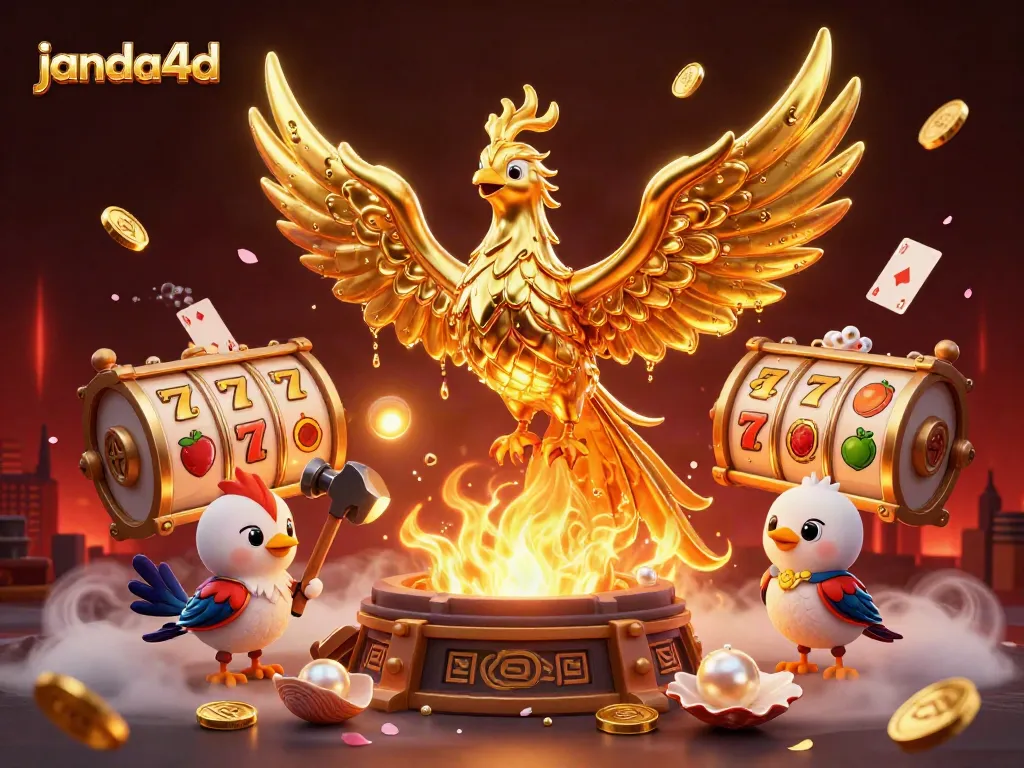 Permainan menyenangkan di janda4d dengan slot gacor dan simbol keberuntungan yang berkilau.