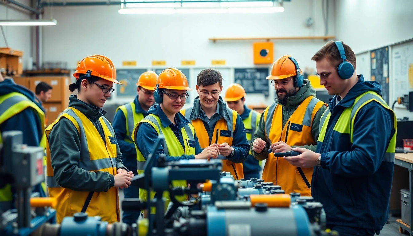 Students actively practicing skills at abc trade school, emphasizing teamwork and professional training.