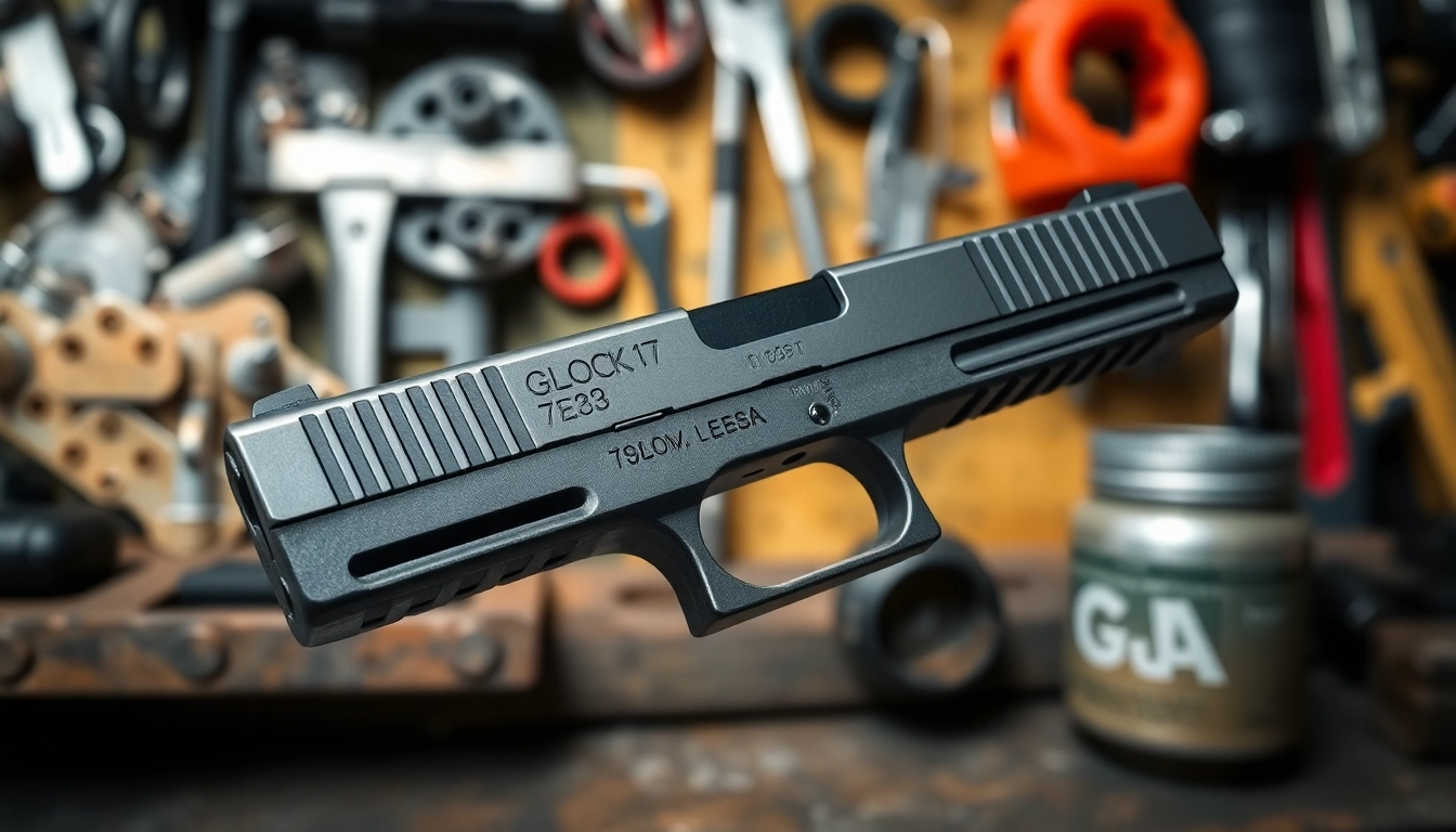 Showcasing glock 17 slide with detailed engravings and precision craftsmanship.