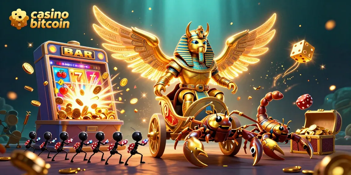 Gioca ai casino bitcoin con un'avventura circondata da scorpioni e tesori in oro.
