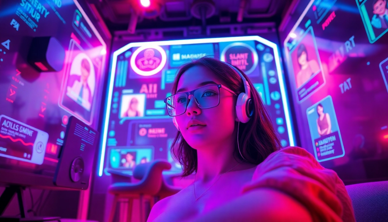 Engage in vibrant sex chat AI interactions with dynamic avatars and digital interfaces.