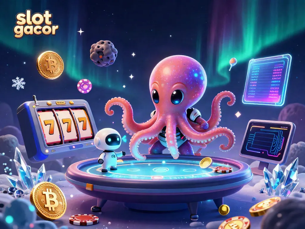 Menangkan slot gacor dengan alien kartun dan robot di tabel poker holografis.