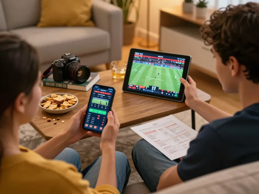 Canada online casinos reddit enthusiasts placing bets during a friendly home sports betting session.