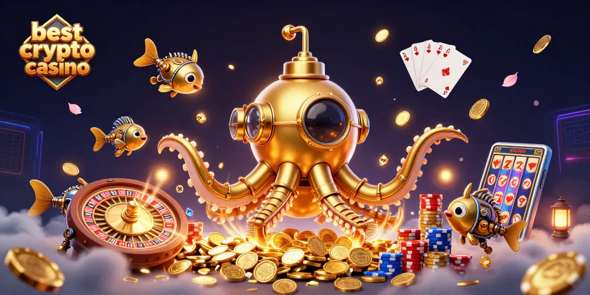 Scopri il miglior crypto casino con un kraken d'oro e vincite epiche in un mare di monete dorate.