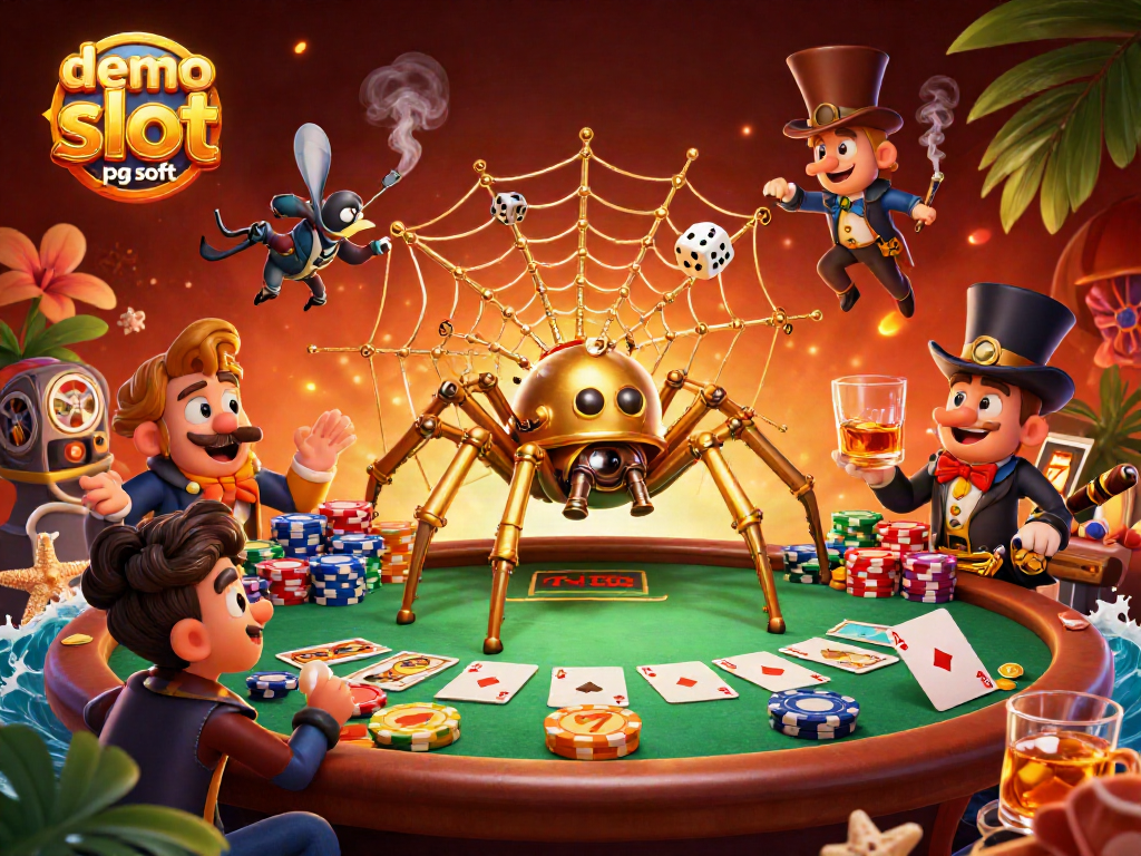 Experience demo slot pg soft with a vibrant 3D steampunk scene featuring poker chips and playful characters.