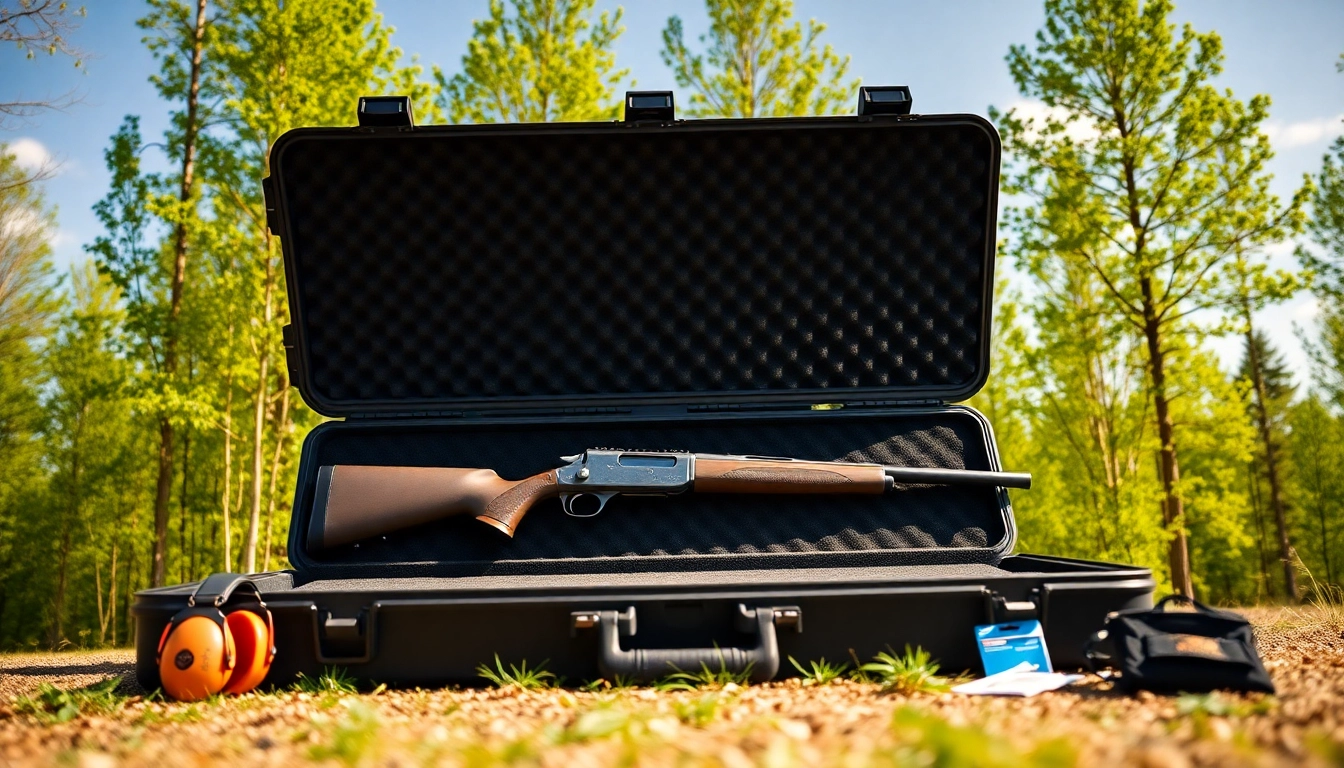 Showcase foam for rifle case with custom cut design and shooting accessories.