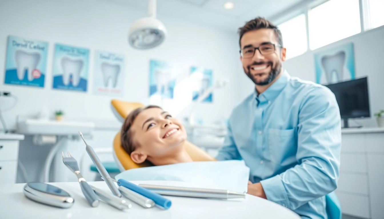 Optimieren Sie seo für zahnärzte mit freundlichem Zahnarzt und Patient in moderner Praxis.