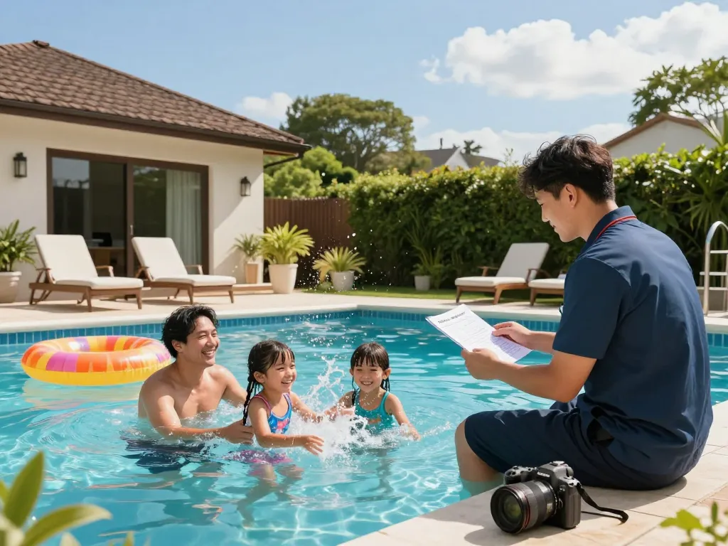 Dolphin Pool Services ensuring a happy family day at the pool with professional maintenance and care.