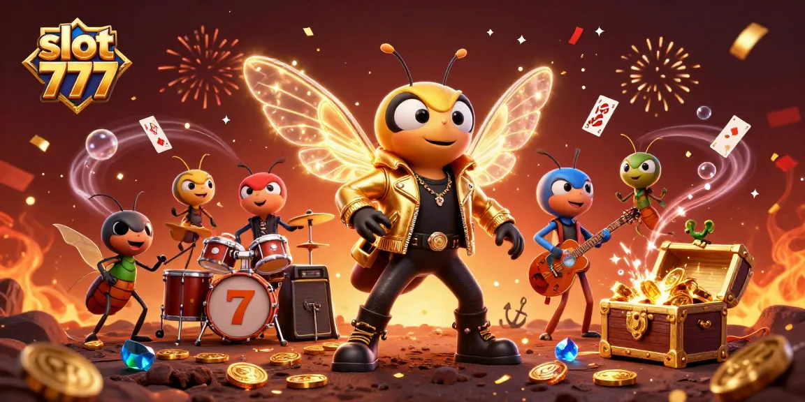 Experience the excitement of slot 777 with a 3D cartoon scene featuring vibrant characters and casino elements.