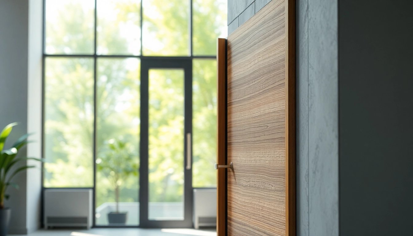 Elegant exit door prominently featured in a stylish setting, inviting exploration and natural light.