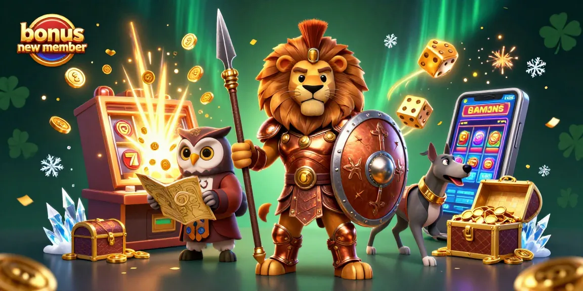 Experience the thrill of the bonus new member offer with vibrant casino symbols and characters coming to life