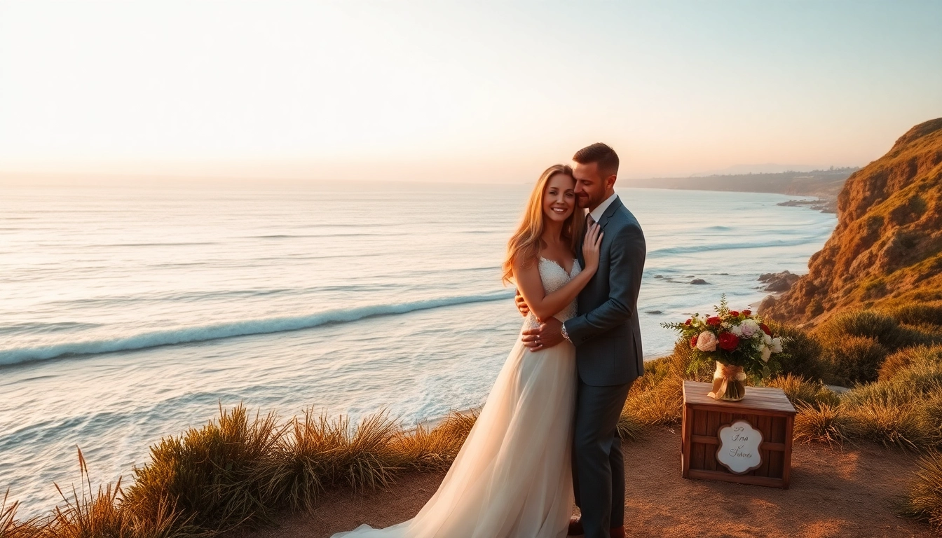 Carmel wedding photography capturing a joyful couple by the shore during golden hour.