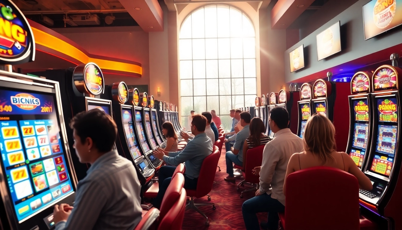 Menangkan toto slot gacor dengan mesin slot berwarna-warni di kasino yang ramai.