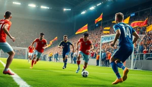 해외축구중계 중인 생생한 축구 경기 장면을 포착한 사진