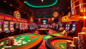 KJC AC 3 immersive casino experience with thrilling tables, dice, and slot machines.