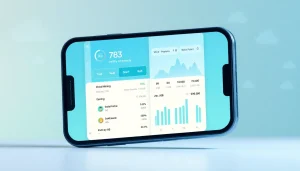 Visual representation of a cloud mining app interface on a smartphone, showcasing user-friendly design and performance graphs.