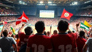 해외축구중계를 시청하는 열정적인 팬들이 즐거워하는 모습