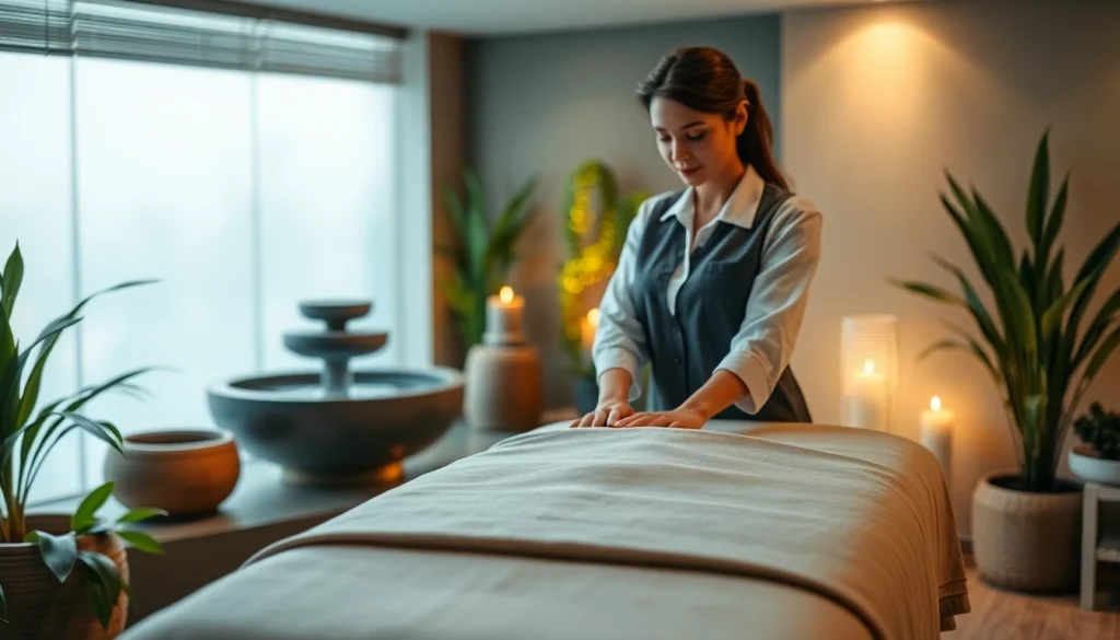 1인샵에서 편안한 분위기의 마사지 치료를 제공하는 전문가 모습.
