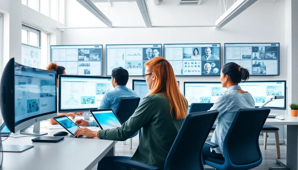 Professional web design team collaborating on a tailored website project.